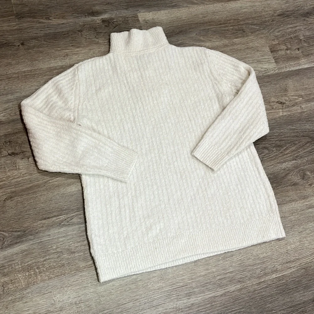 L L Bean Women’s White Cozy Cloud Sweater Quarter Zip Size Medium Lightweight - Picture 8 of 8